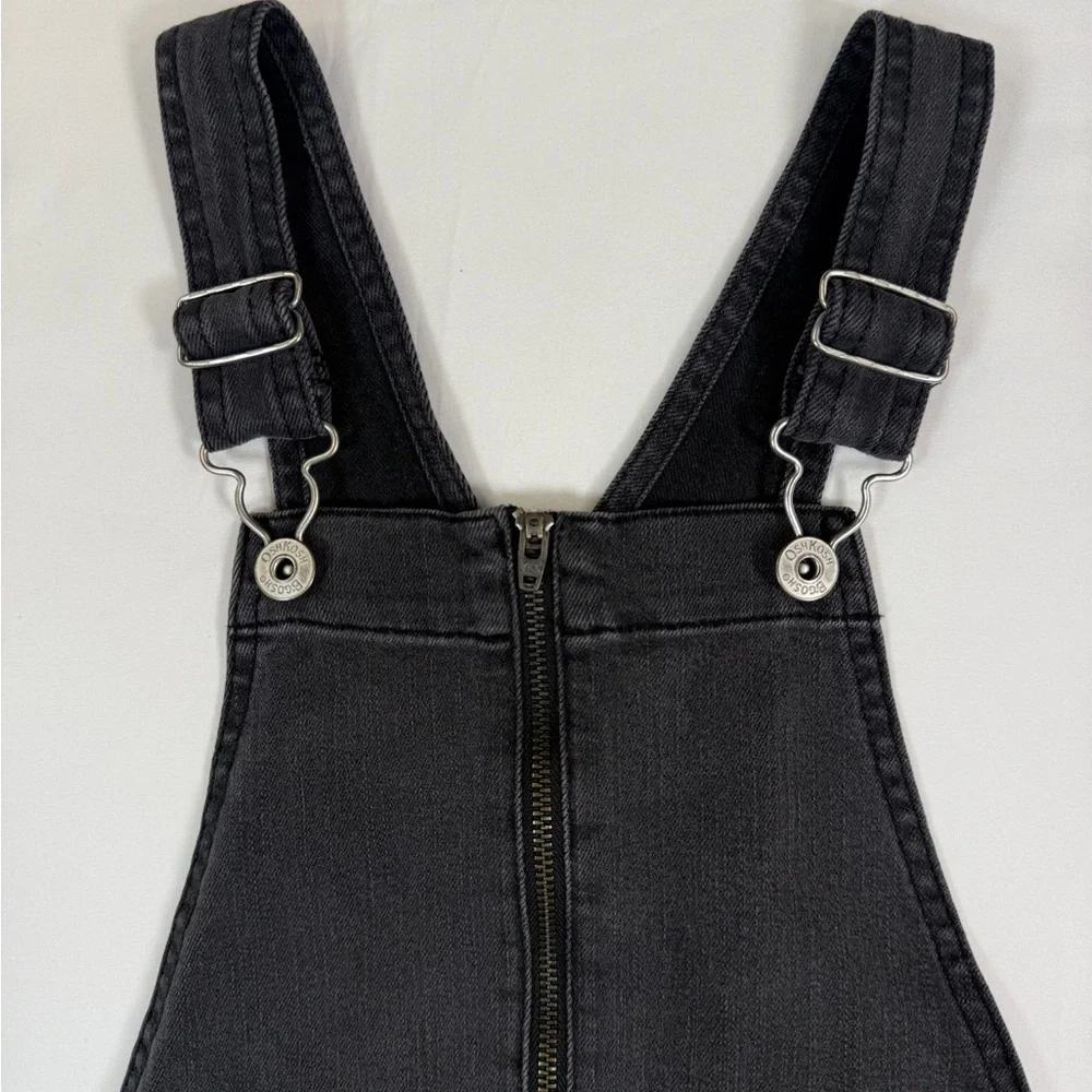 OSHKOSH BGOSH Girls Denim Jumper‎ Dress Size 10 Gray Zip Front Overall Style